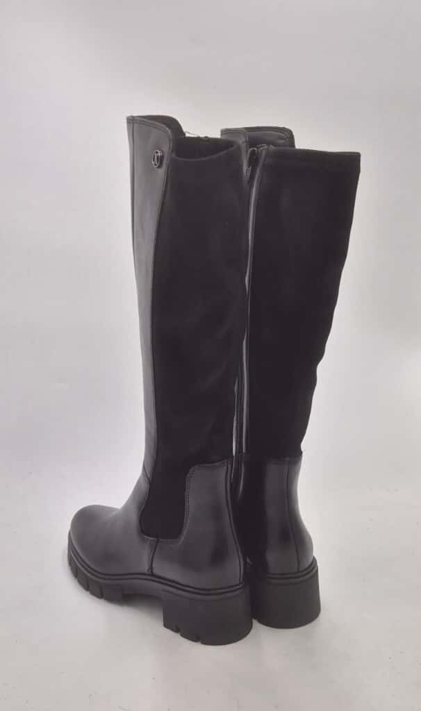 Janet & janet stivale pelle nera con tessuto stretch J533