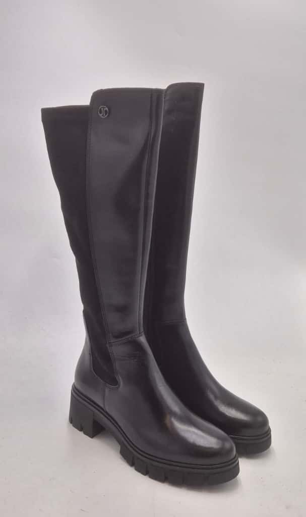 Janet & janet stivale pelle nera con tessuto stretch J533