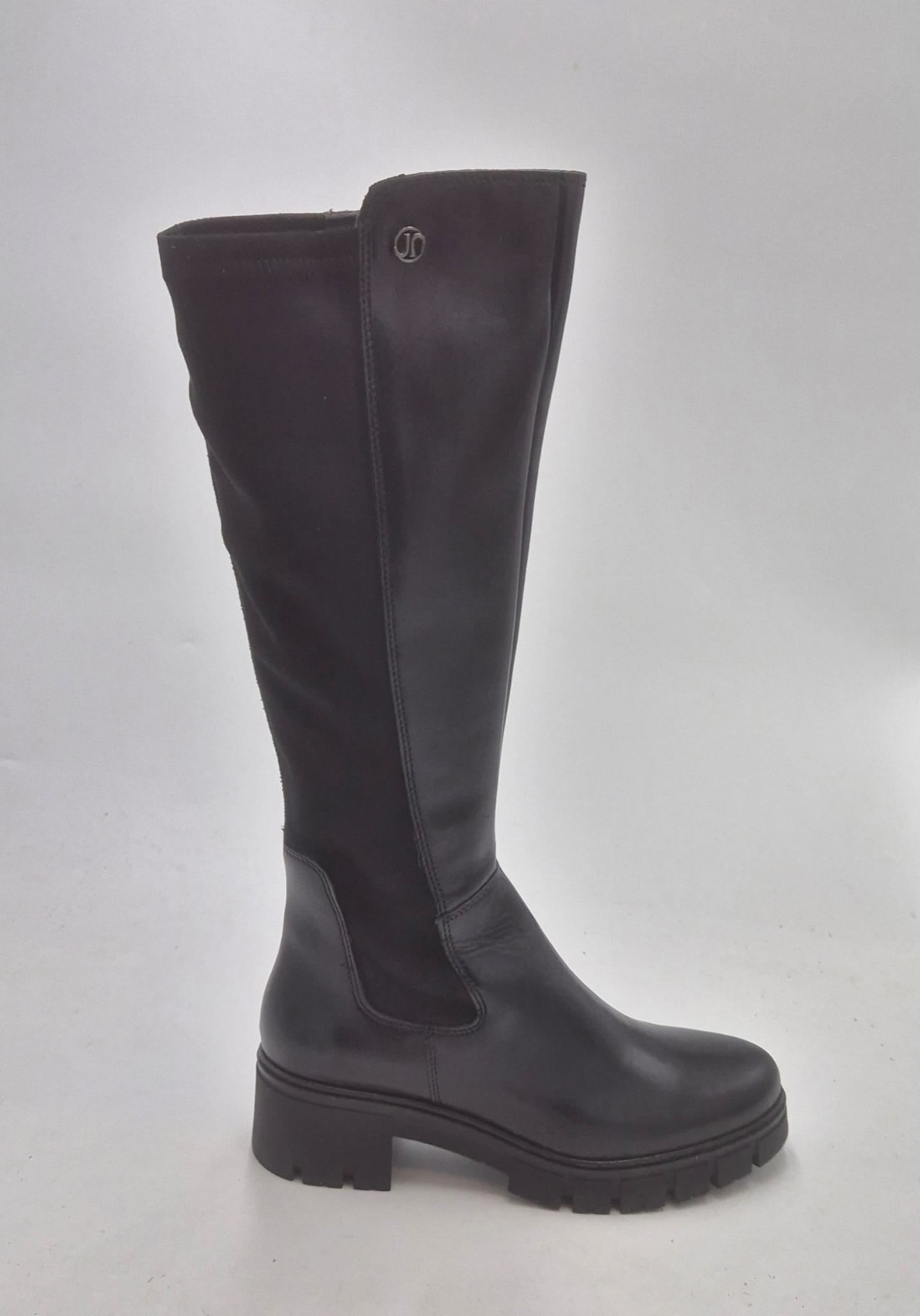 Janet & janet stivale pelle nera con tessuto stretch J533