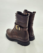 Queen Helena anfibio marrone con fibbiea e cerniera X33-99