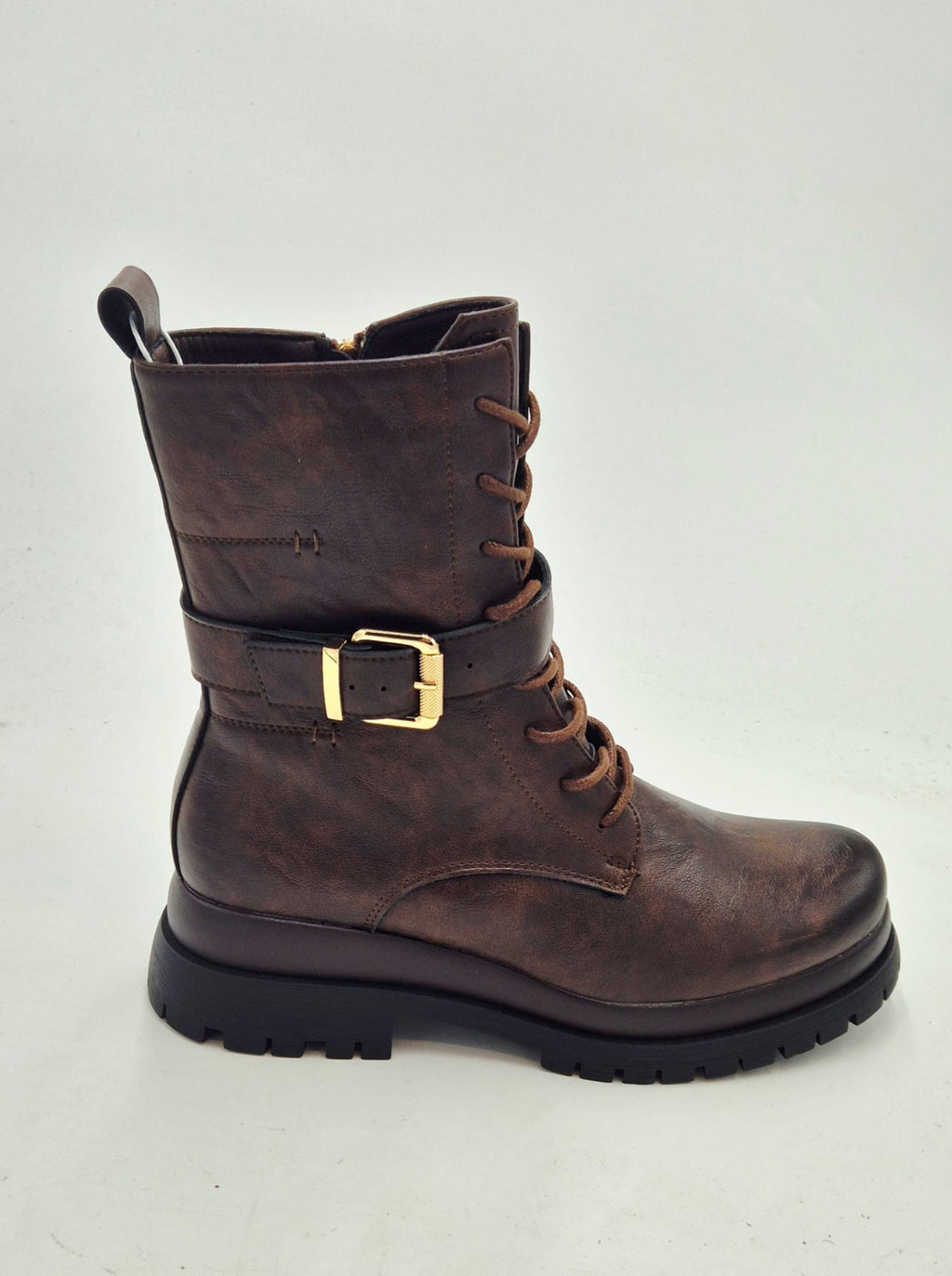 Queen Helena anfibio marrone con fibbiea e cerniera X33-99