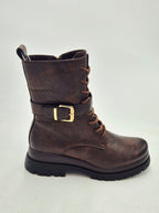 Queen Helena anfibio marrone con fibbiea e cerniera X33-99