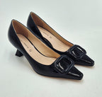 Queen Helena decoltè in vernice tacco medio a rocchetto colore nero K3965