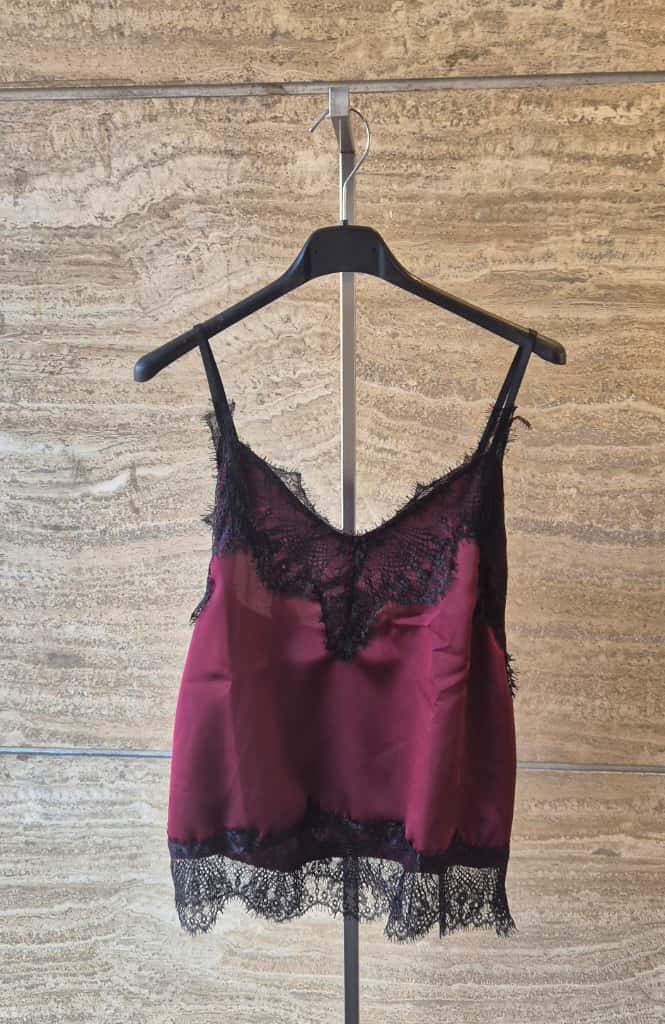 Susy mix top raso con pizzo R703UE2 vino