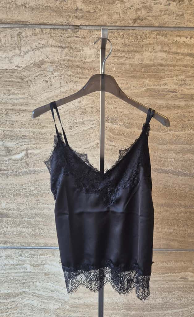 Susy mix top raso con pizzo R703U75 nero