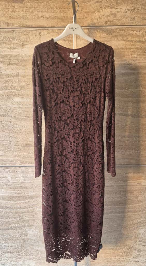 Susy mix abito pizzo manica lunga A109271 U75 marrone