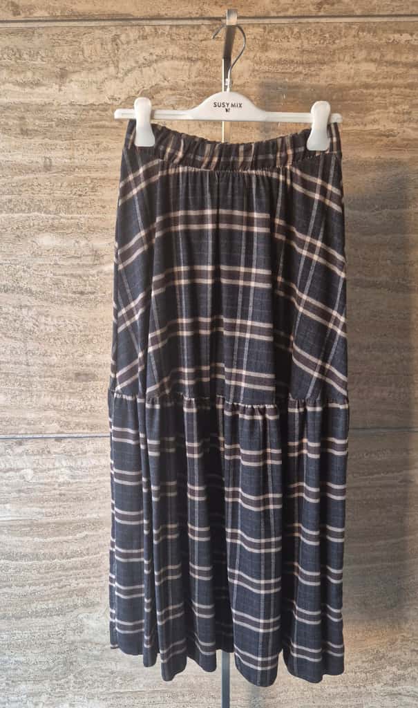 Susy mix gonna lunga quadro grigio/marrone I254119U70