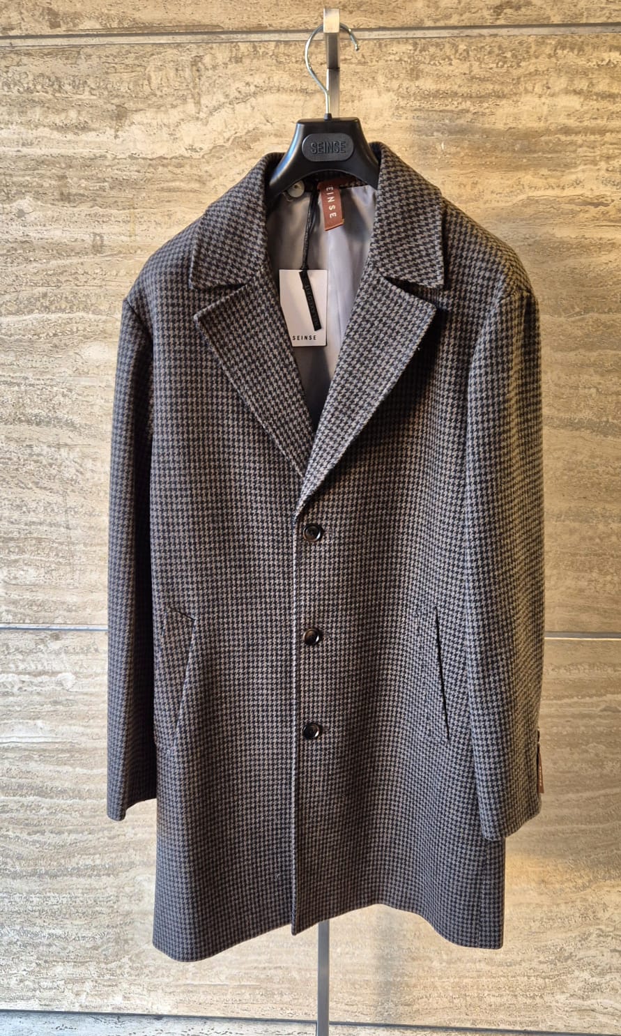 Seinse cappotto fantasia pied de poule marrone cp64ss MORO