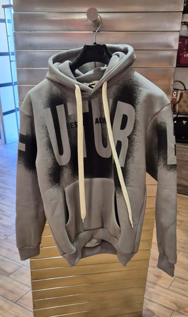 Adon felpa cappuccio grigia felpata AD2124