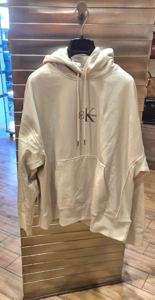 Calvin Klein felpa panna cappuccio logo medio LV04RC281667UBEIGE