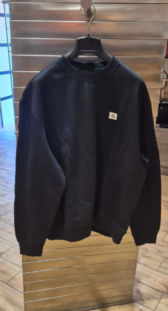 Calvin Klein felpa nera girocollo logo piccolo LV04RC273GUB1