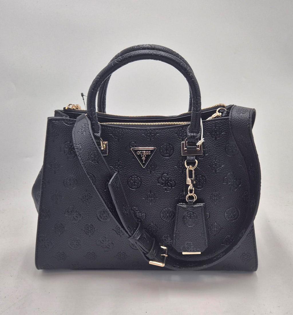 Guess borsa satchel a mano con tracolla logo embossed HWPD9888070BLO nero