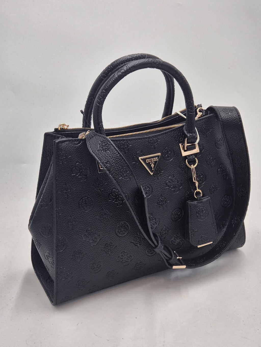 Guess borsa satchel a mano con tracolla logo embossed HWPD9888070BLO nero