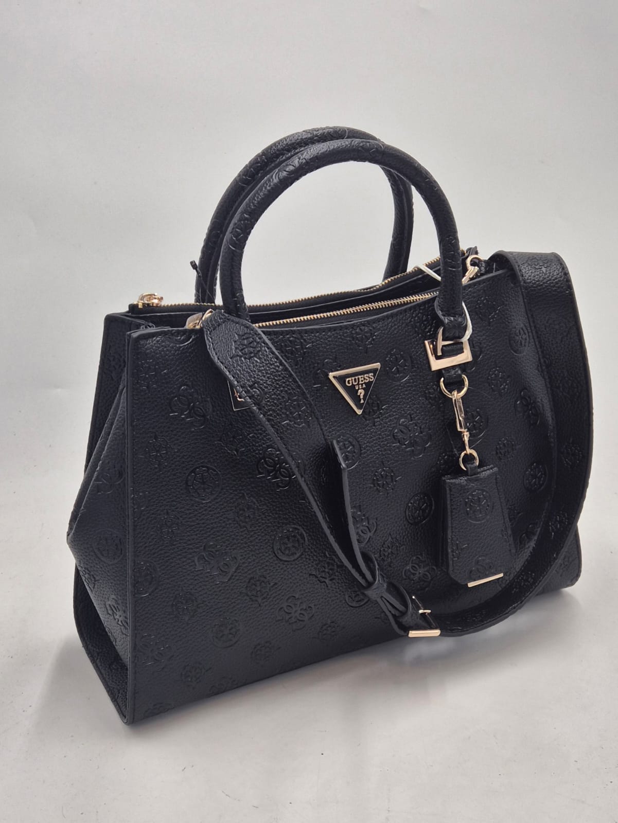Guess borsa satchel a mano con tracolla logo embossed HWPD9888070BLO nero
