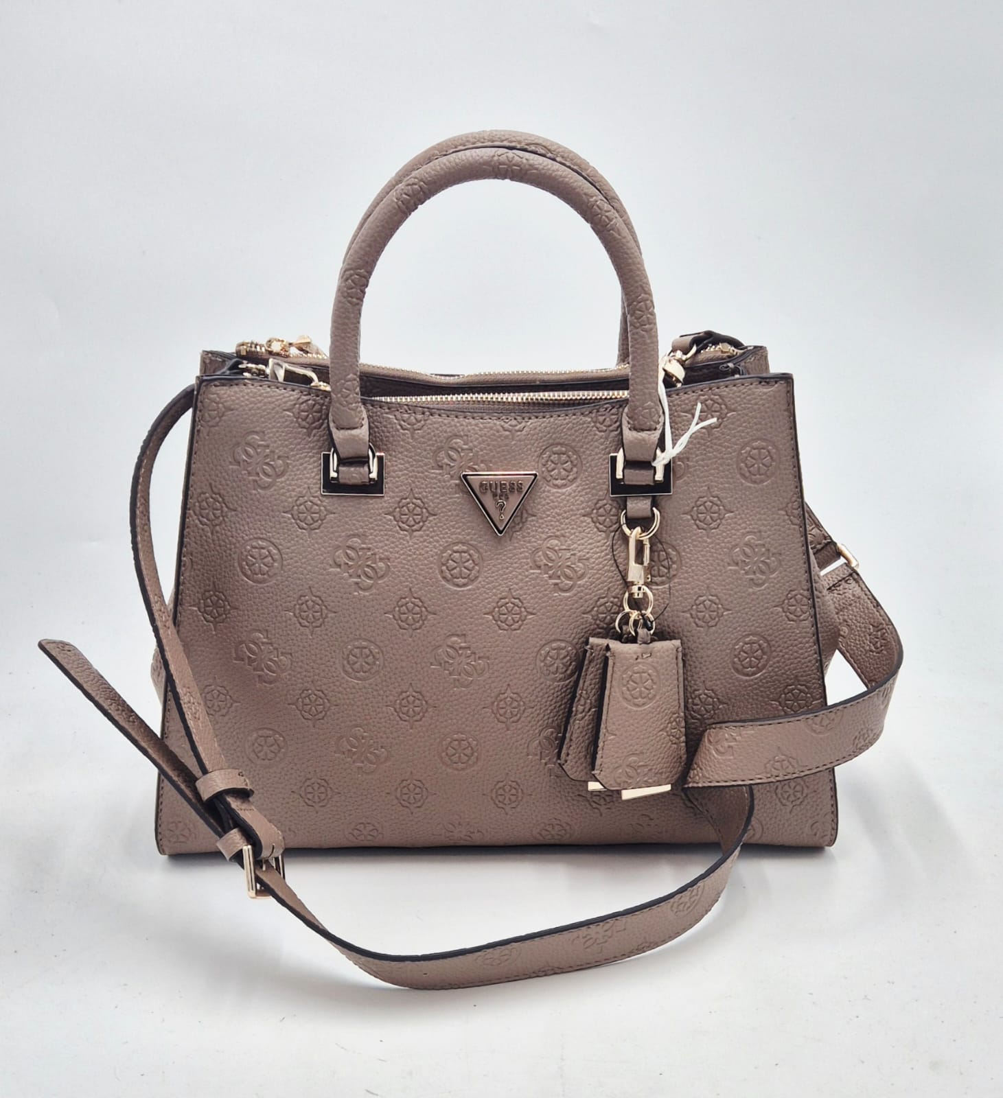 Guess borsa satchel a mano con tracolla logo embossed HWPD9888070DKO tortora