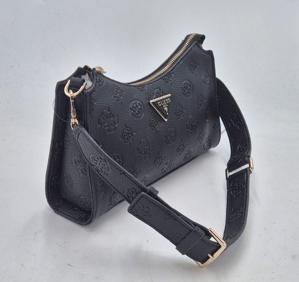 Guess borsa sbaguette a spalla logo embossed HWPD988818 nero