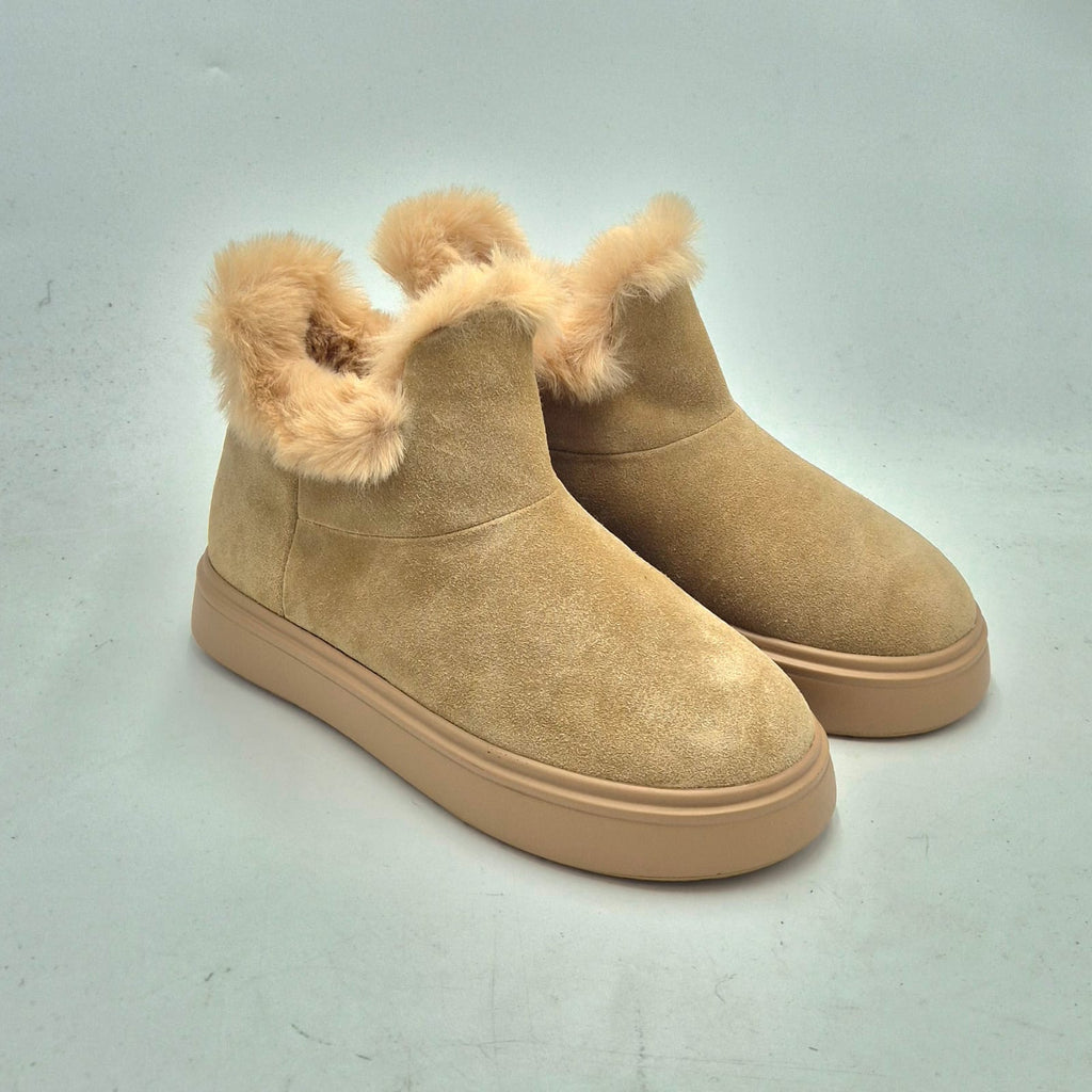 Emanuelle Vee polacchino camoscio con pelliccia 452M809310 taupe beige