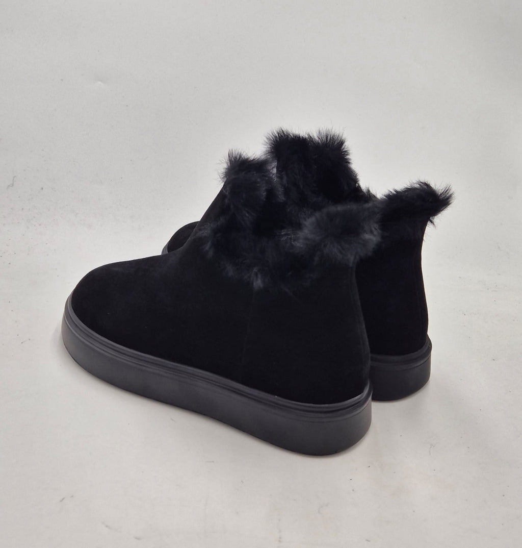 Emanuelle Vee polacchino camoscio con pelliccia 452M809310 nero