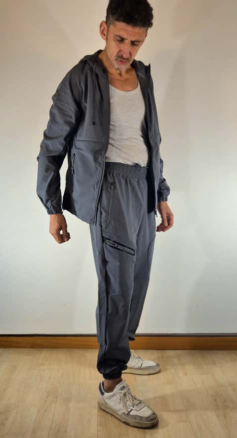 Zayne completo tuta pantalone + giacca zip KD1538 grigio