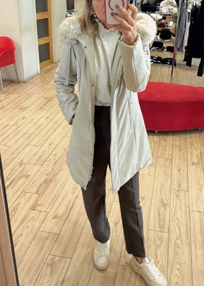 Susy mix piumino con ecopelliccia 1603U13 beige