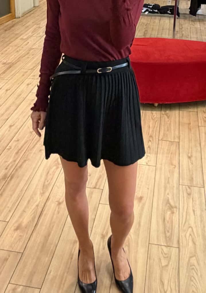 You decide gonna a pieghe con cinturina in maglia mistoviscosa AL902001