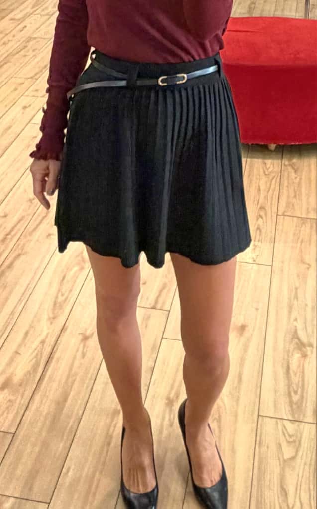 You decide gonna a pieghe con cinturina in maglia mistoviscosa AL902001