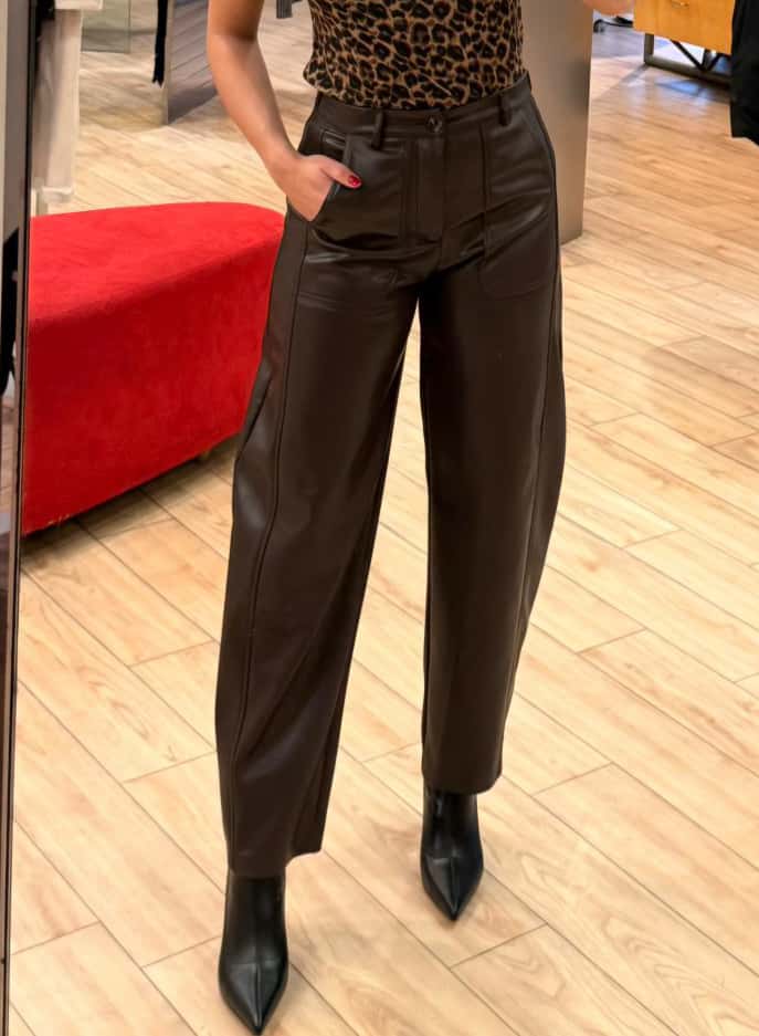 Susy mix pantalone baloon in ecopelle testa di moro PP266T10U70