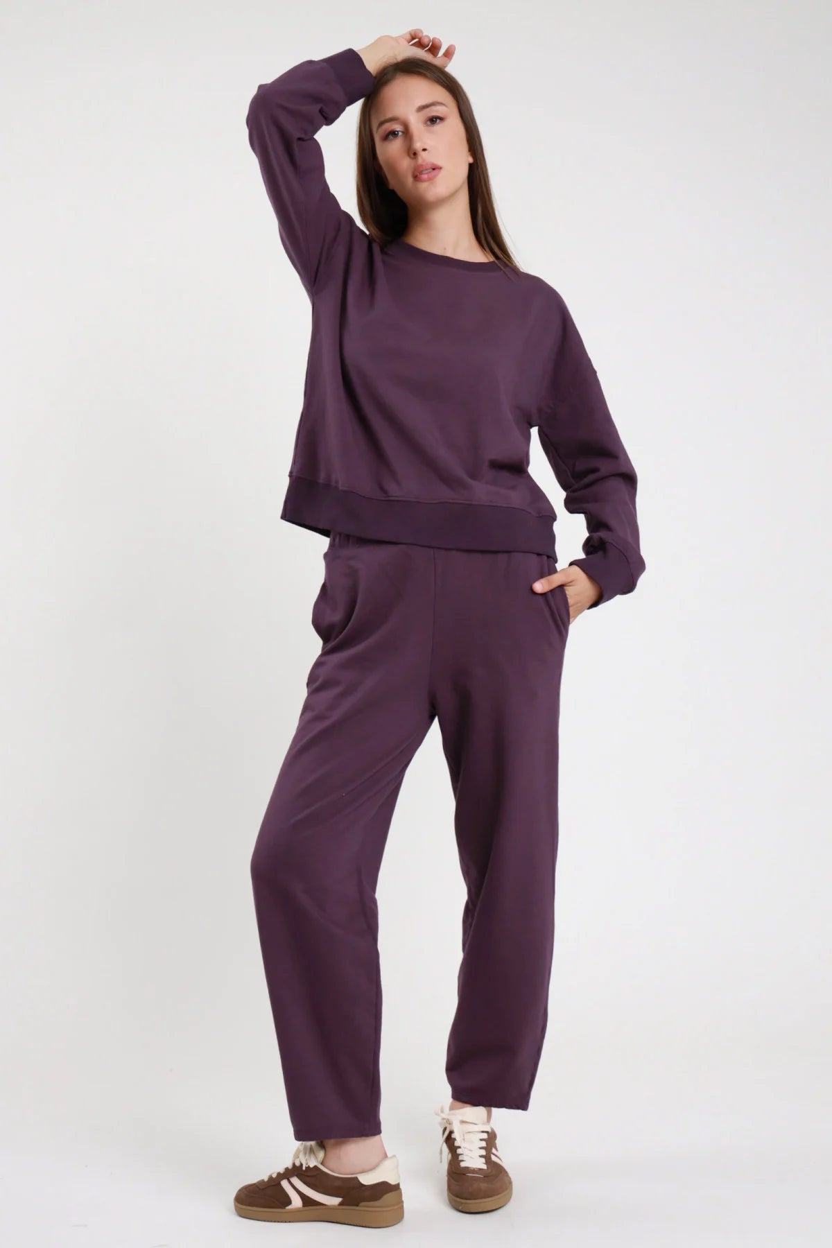 Susy Mix tuta felpa + pantalone cotone stretch 2747 ue2 bordeaux