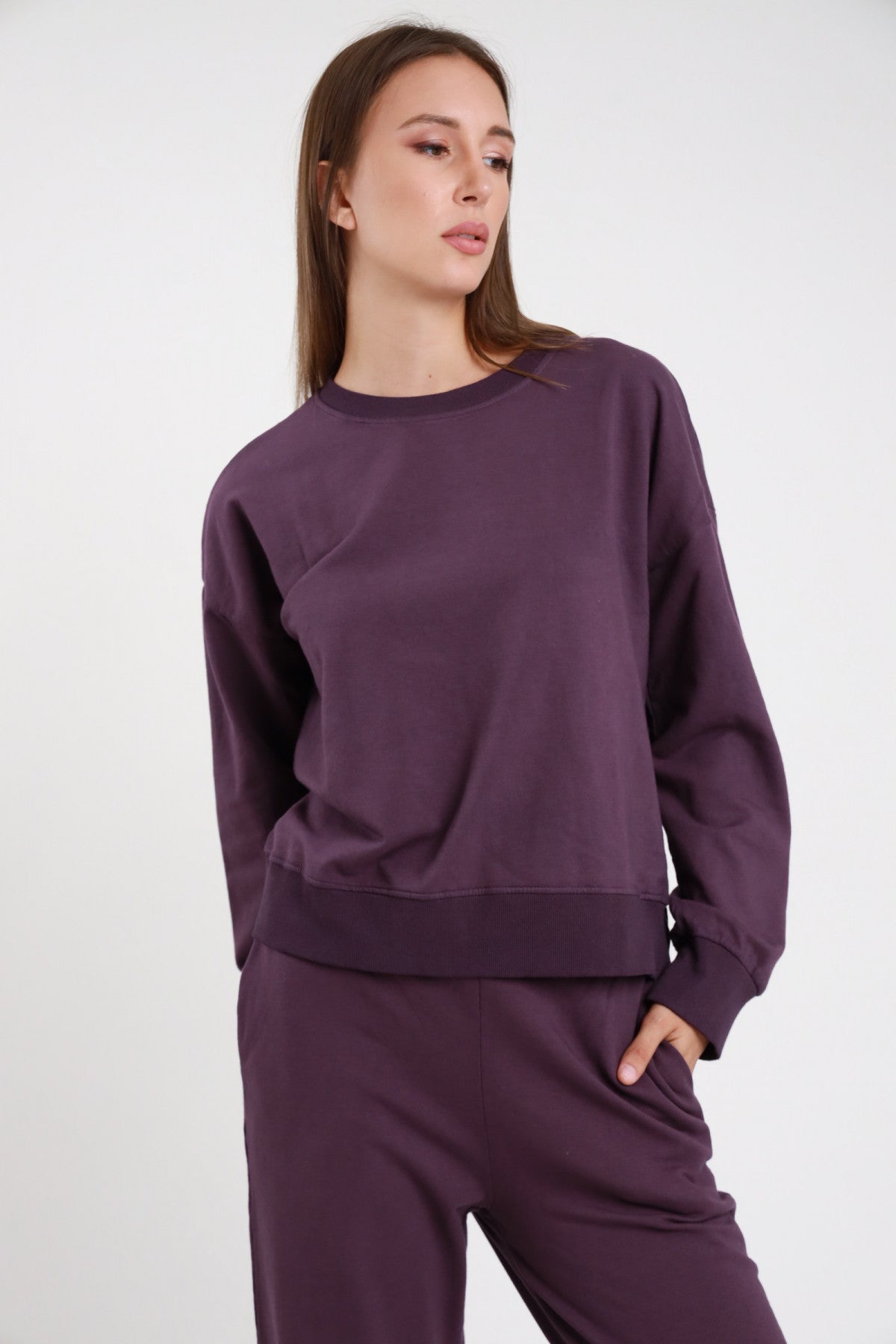 Susy Mix tuta felpa + pantalone cotone stretch 2747 ue2 bordeaux
