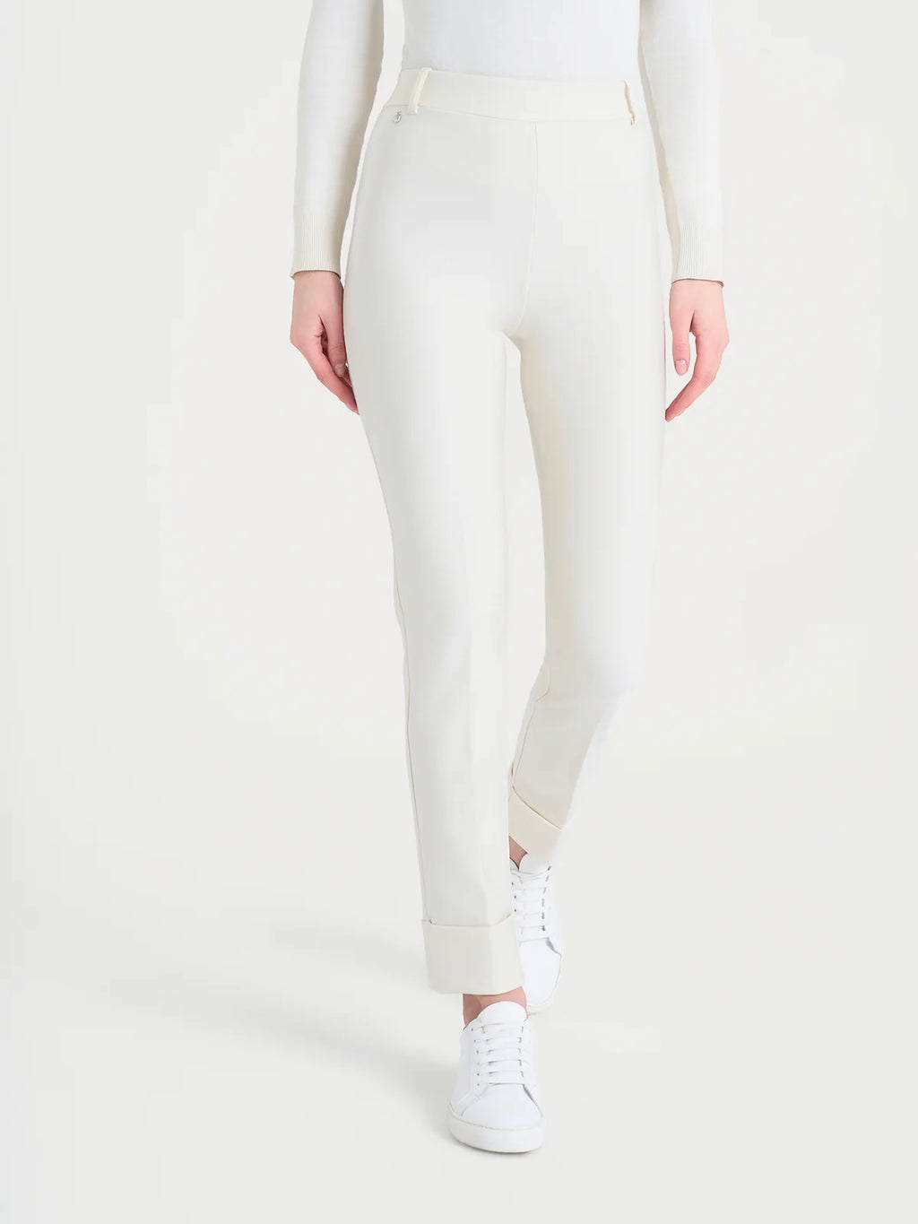 Ragno pantalone slim dritto in tessuto compact D091PW004 avorio