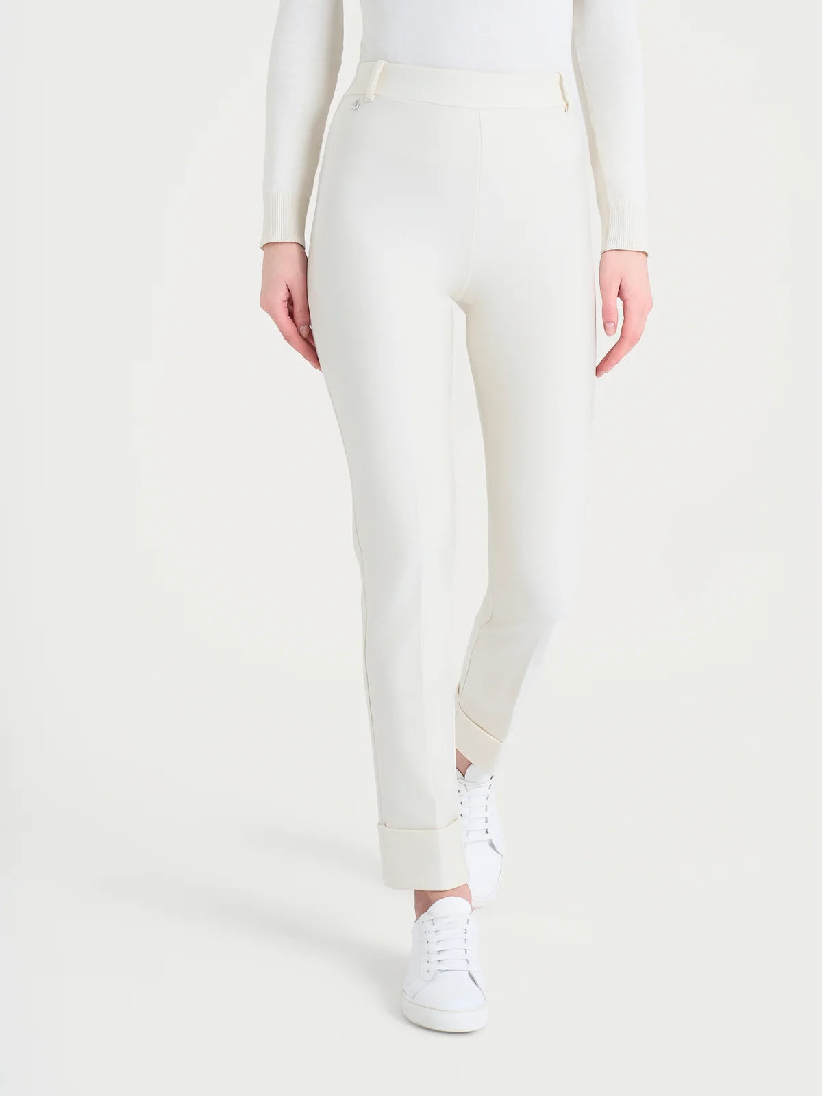 Ragno pantalone slim dritto in tessuto compact D091PW004 avorio