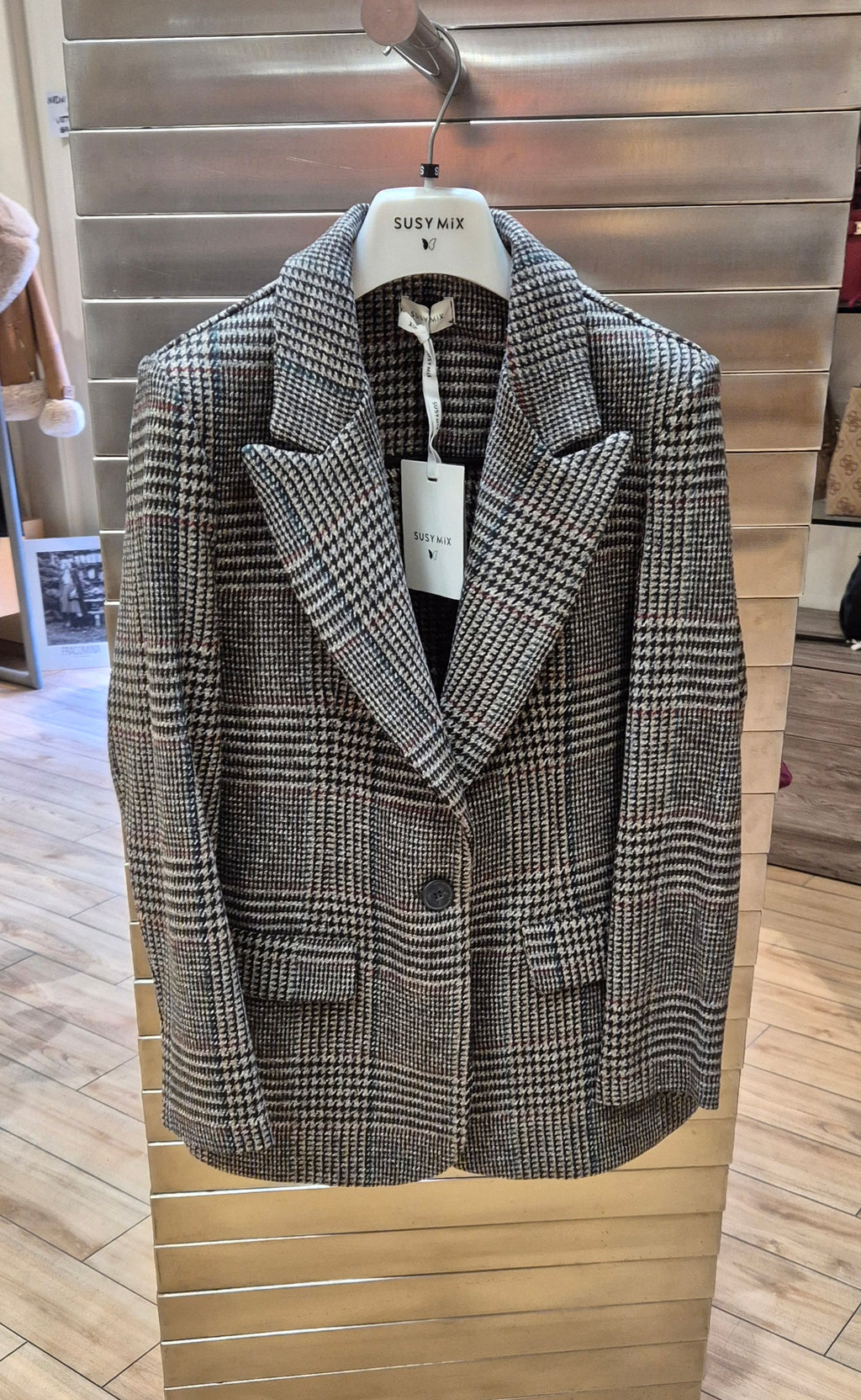 Susy mix giacca quadro base grigio/nero SM185AU75