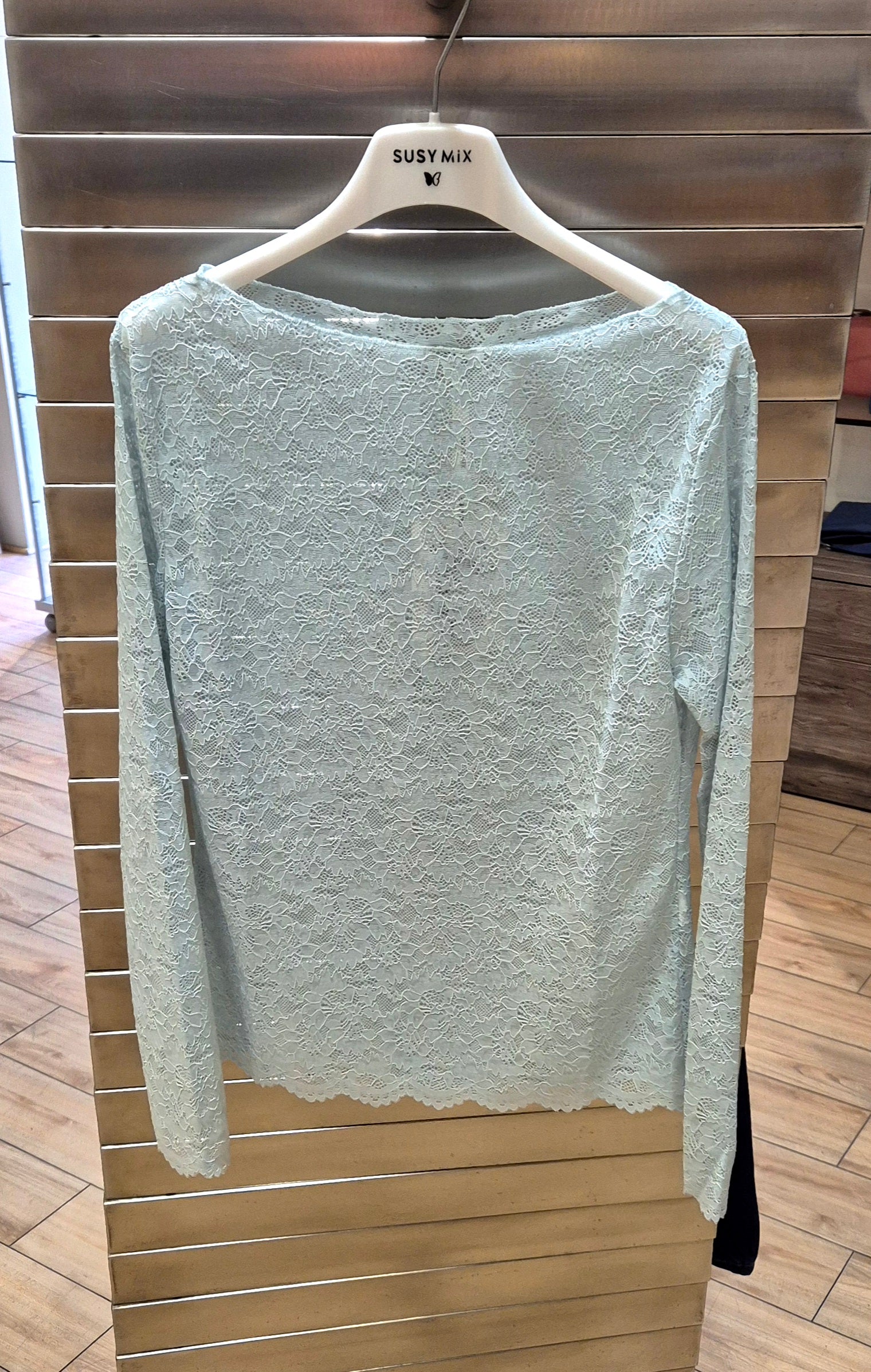 Susy mix maglia pizzo manica lunga C305UD0 acqua