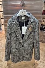 Susy mix giacca a 1 bottone quadro base grigia PP323T578U46