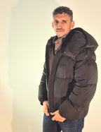 Armani ax piumino d'oca nero XM001098AF1634 nero con cappuccio staccabile