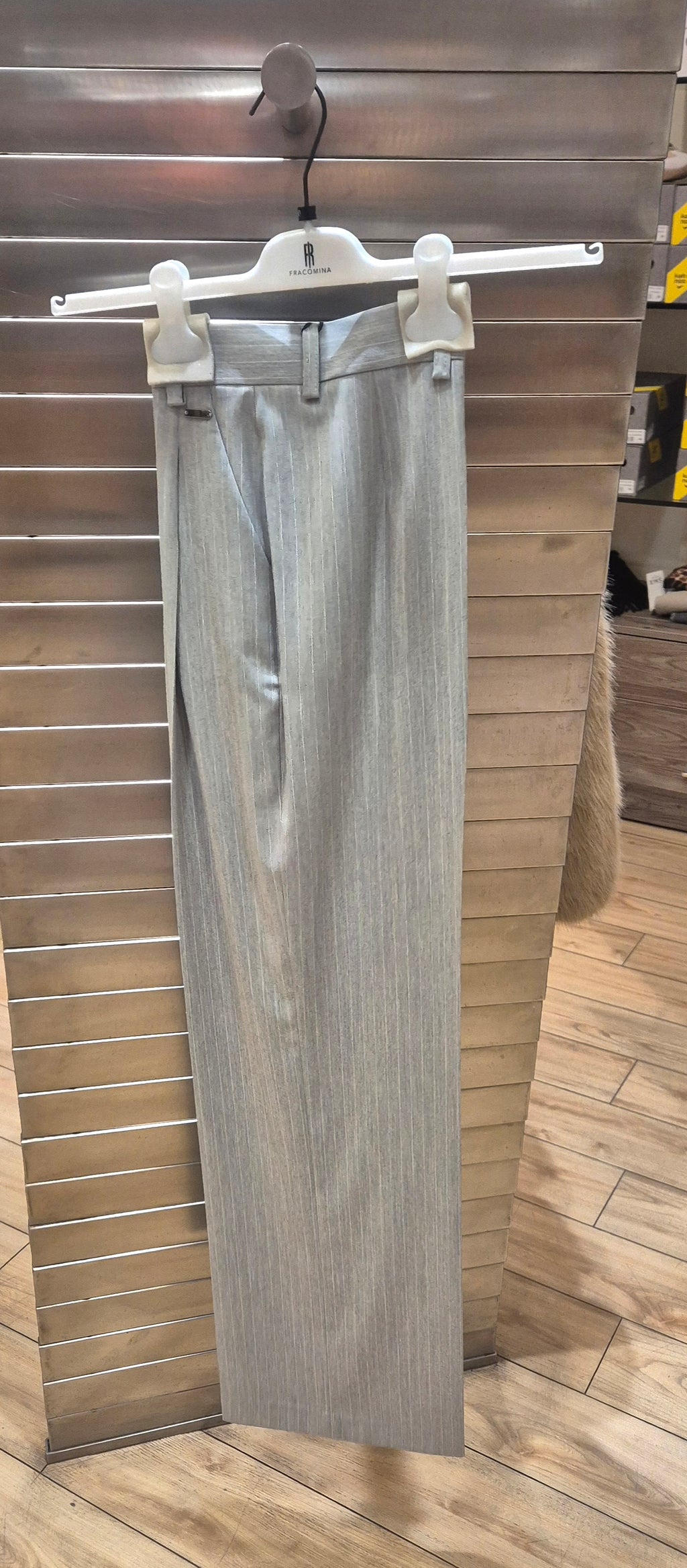 Fracomina pantalone gessato lurex grigio chiaro SV3004W587Q7 156