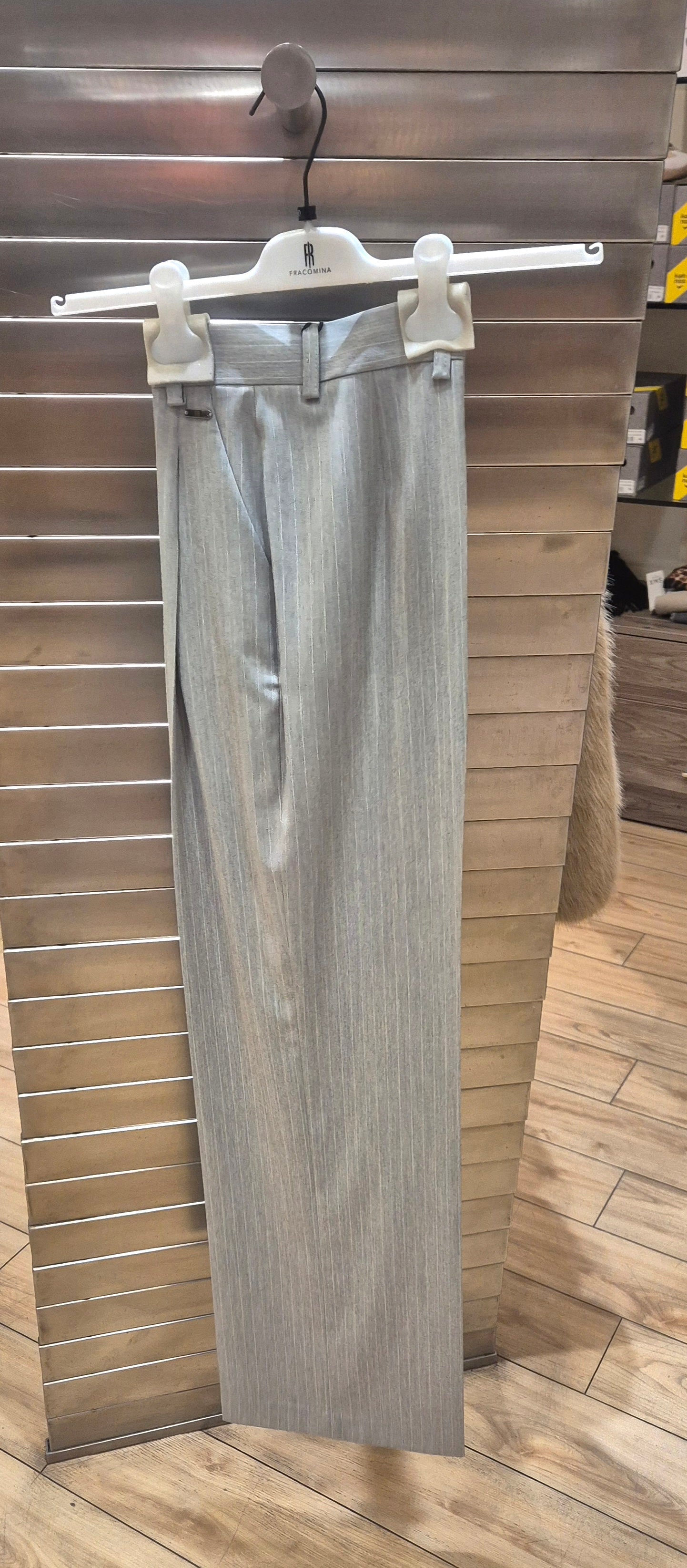 Fracomina pantalone gessato lurex grigio chiaro SV3004W587Q7 156