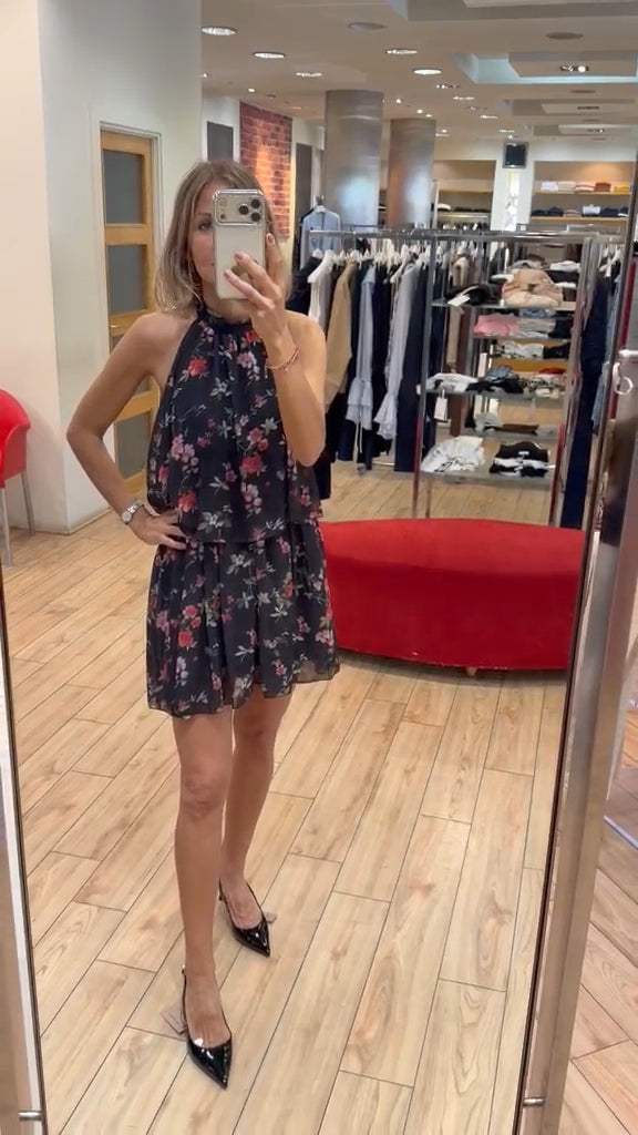 Susy Mix abito MISTOVISCOSA STRETCH FLOREALE BASE NERA