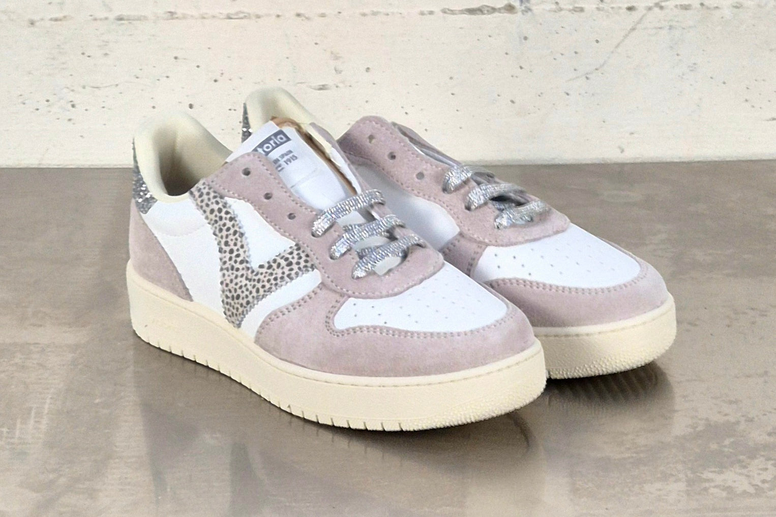 Victoria scarpa donna 1258277 pelle e camoscio plata glitter argento