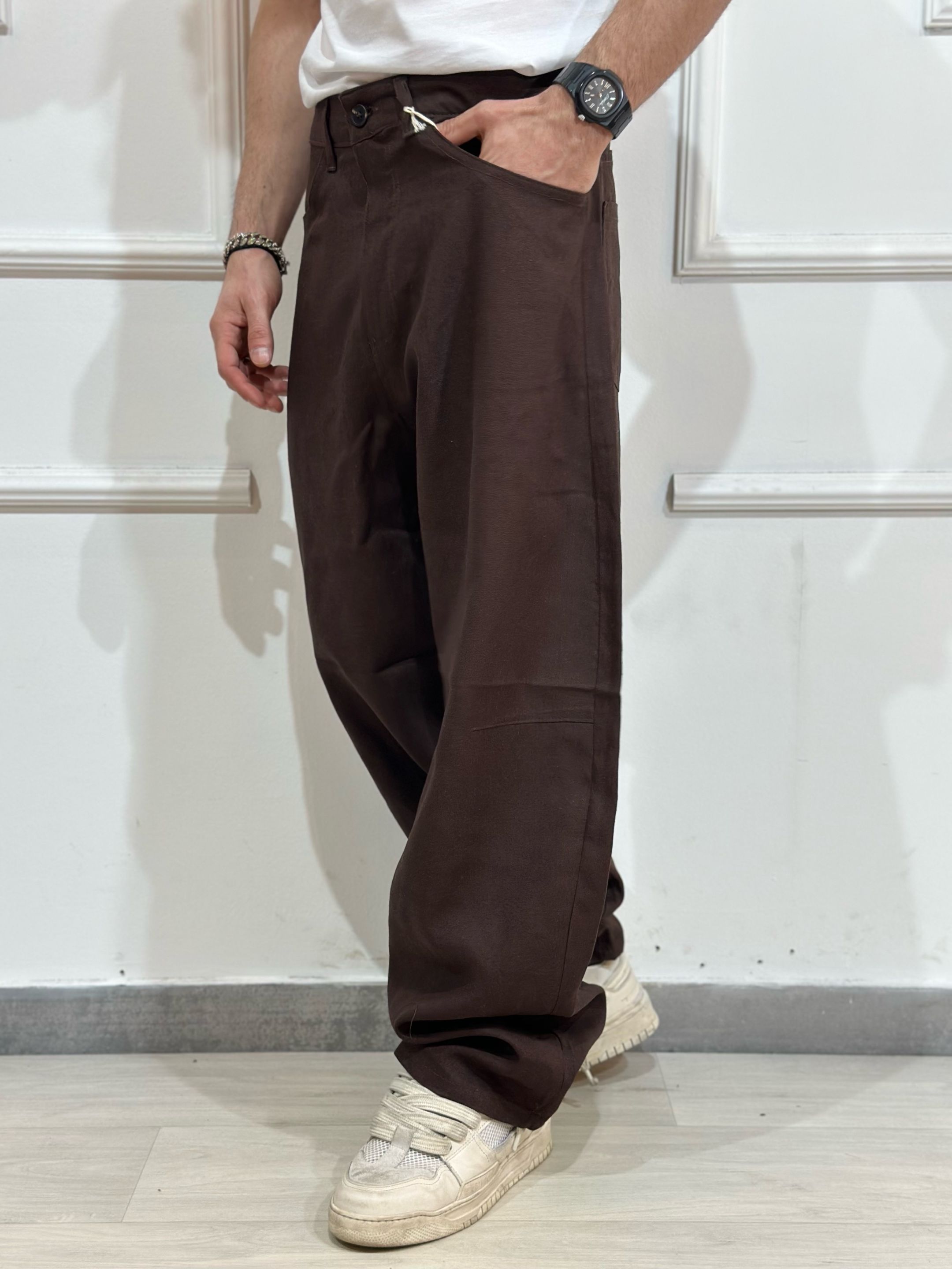 Pantalone Baloon misto lino Testa Di Moro