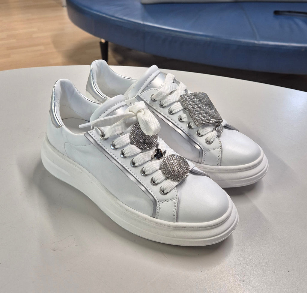 Meline' sneaker pelle bianca/argento 607ACCBI E999