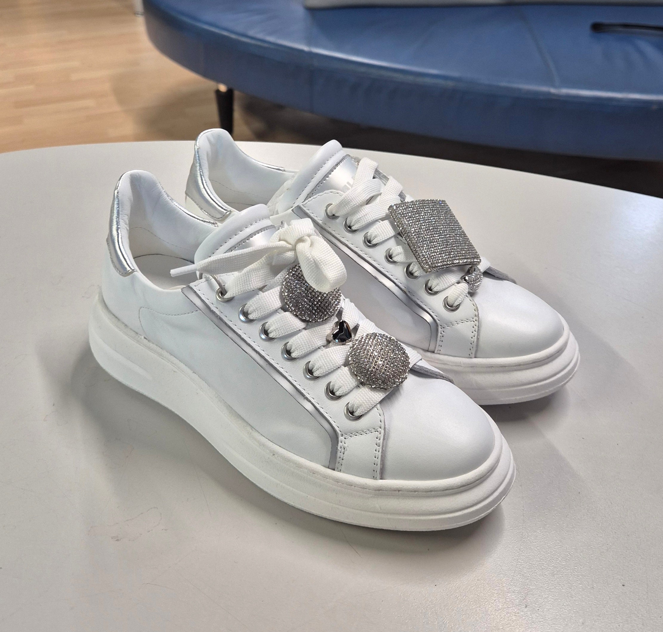 Meline' sneaker pelle bianca/argento 607ACCBI E999