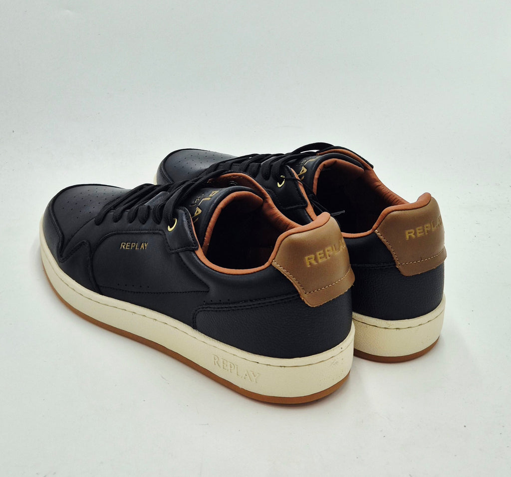 Replay scarpa uomo pelle nera fondo miele RZ3B00030