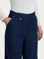 Ragno jeans cropped da donna a gamba larga DM48P4057 denim blue stretch