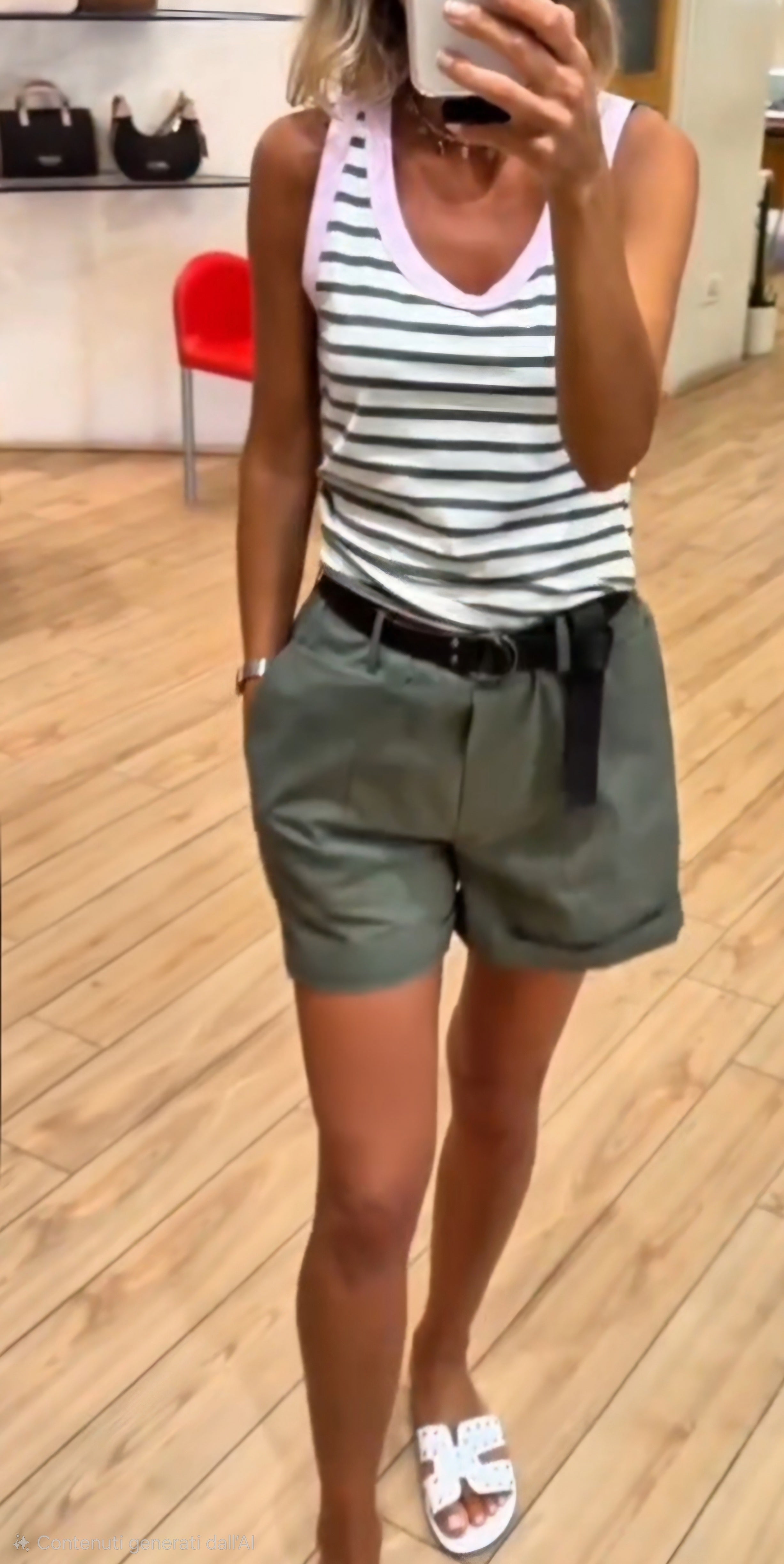 Susy Mix short 100% cotone con cintura S12246COUE0 verde