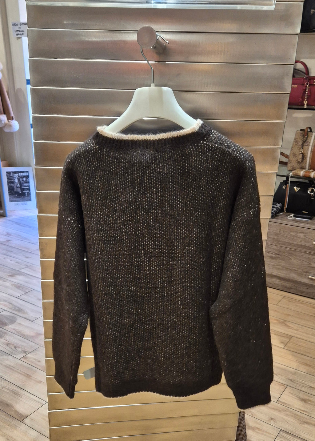 Susy mix maglia con scritta "enjoy" marrone 5319U70