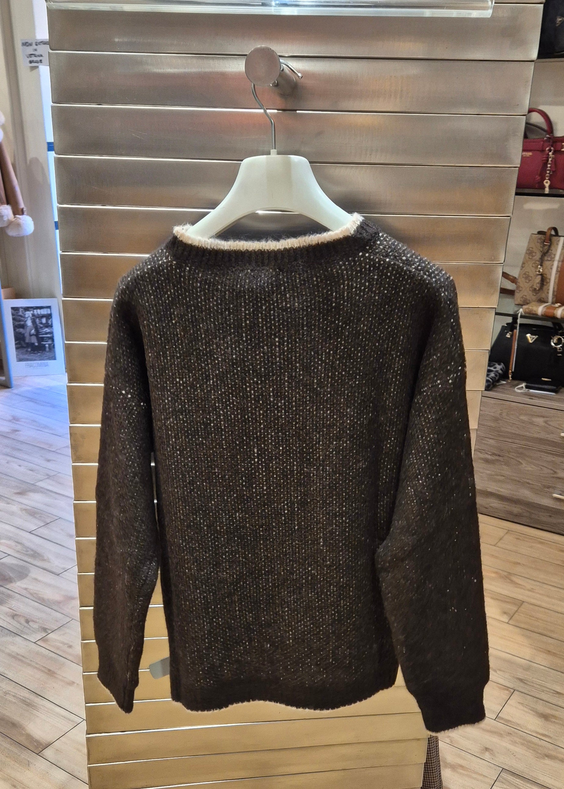 Susy mix maglia con scritta "enjoy" marrone 5319U70