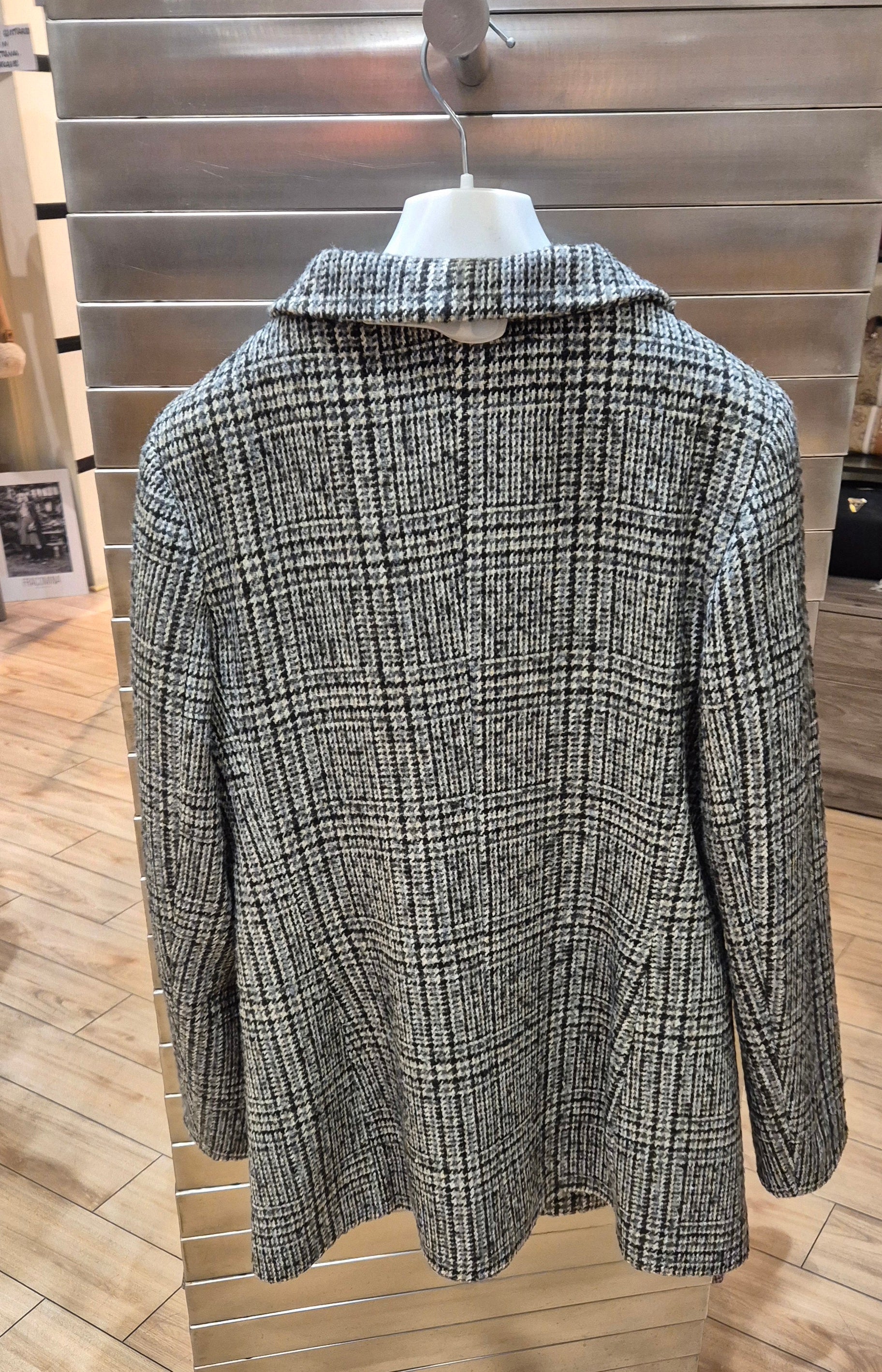 Susy mix giacca a 1 bottone quadro base grigia PP323T578U46