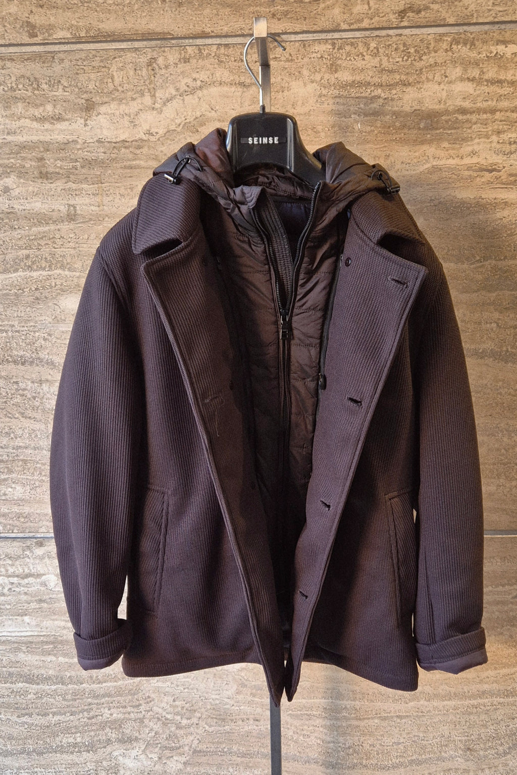 Seinse giubbotto doppiopetto con interno staccabile marrone testa di moro GBI1090SSMORO