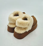 Vivienne D sabot pelliccia camoscio beige cammello VST011CAMEL